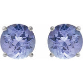 Platinum 7 mm Natural Tanzanite Stud Earrings